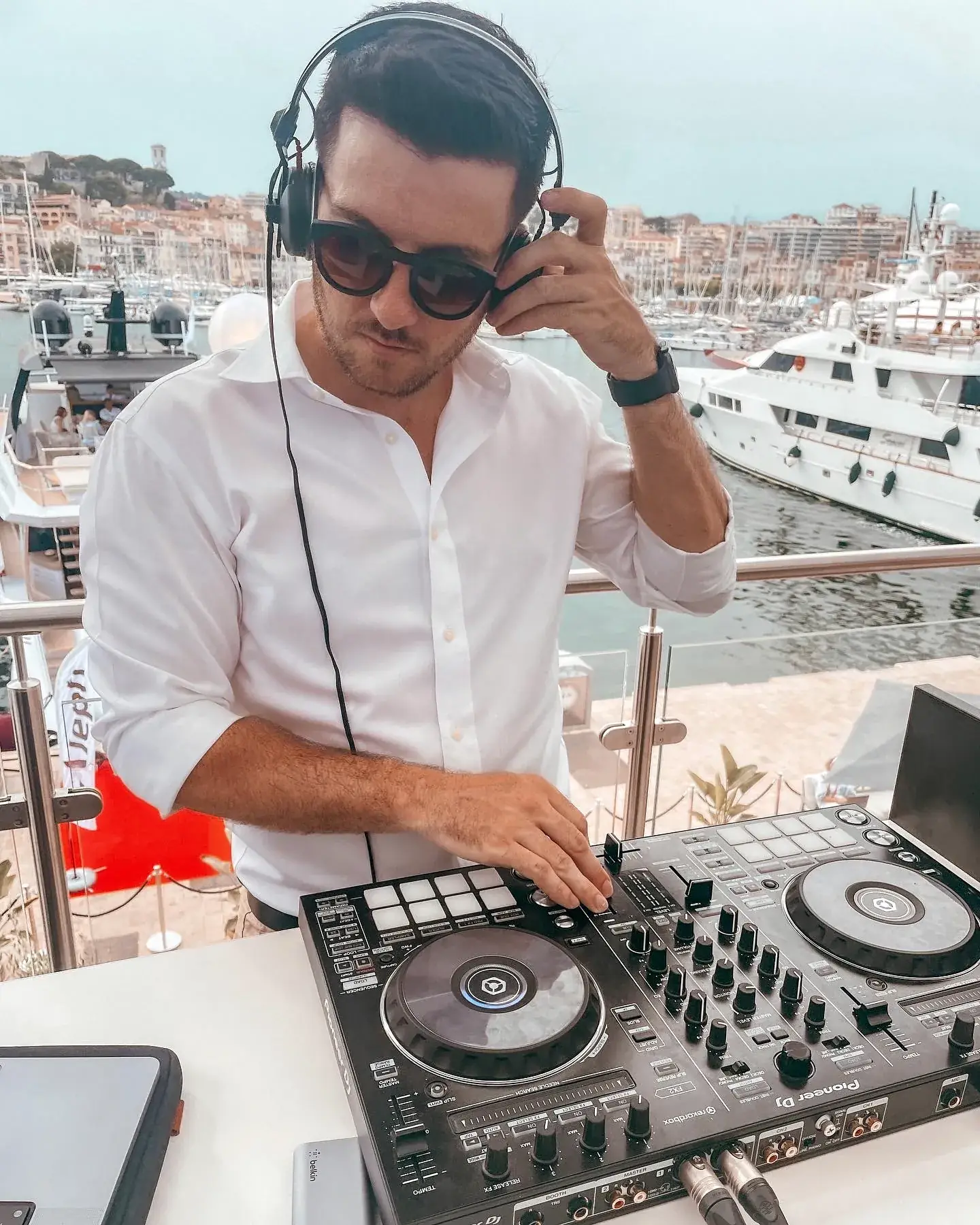 DJing over Cannes harbour