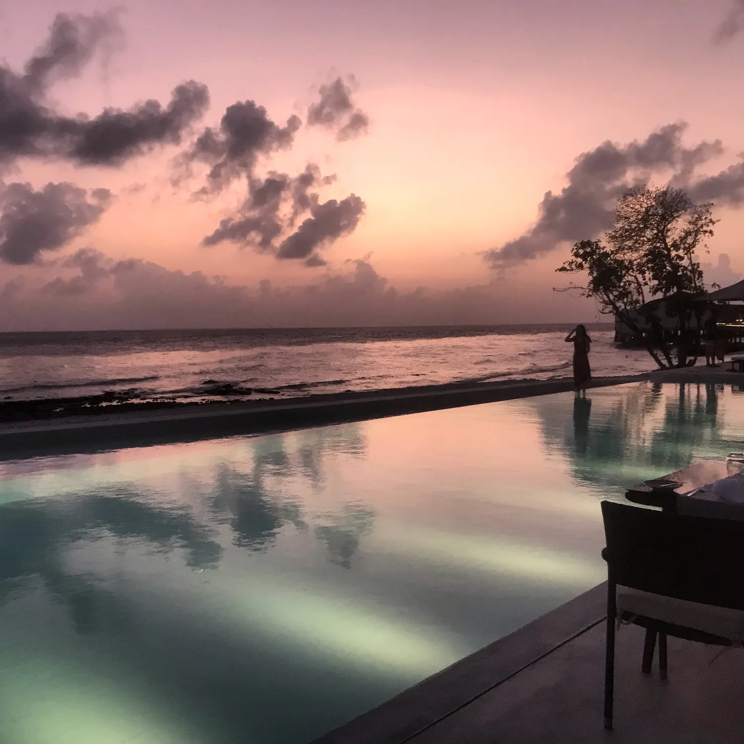 Sunset at a luxury resort