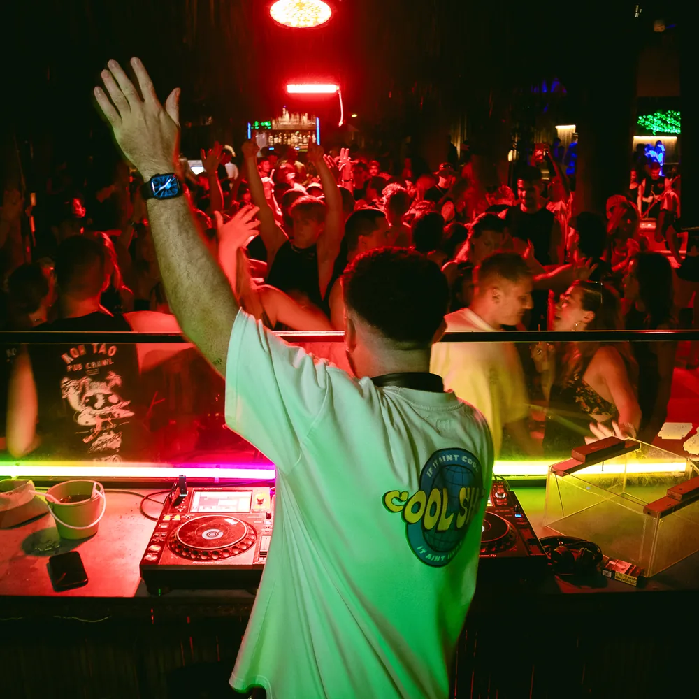 James Campbell DJing at AC Bar, Koh Tao